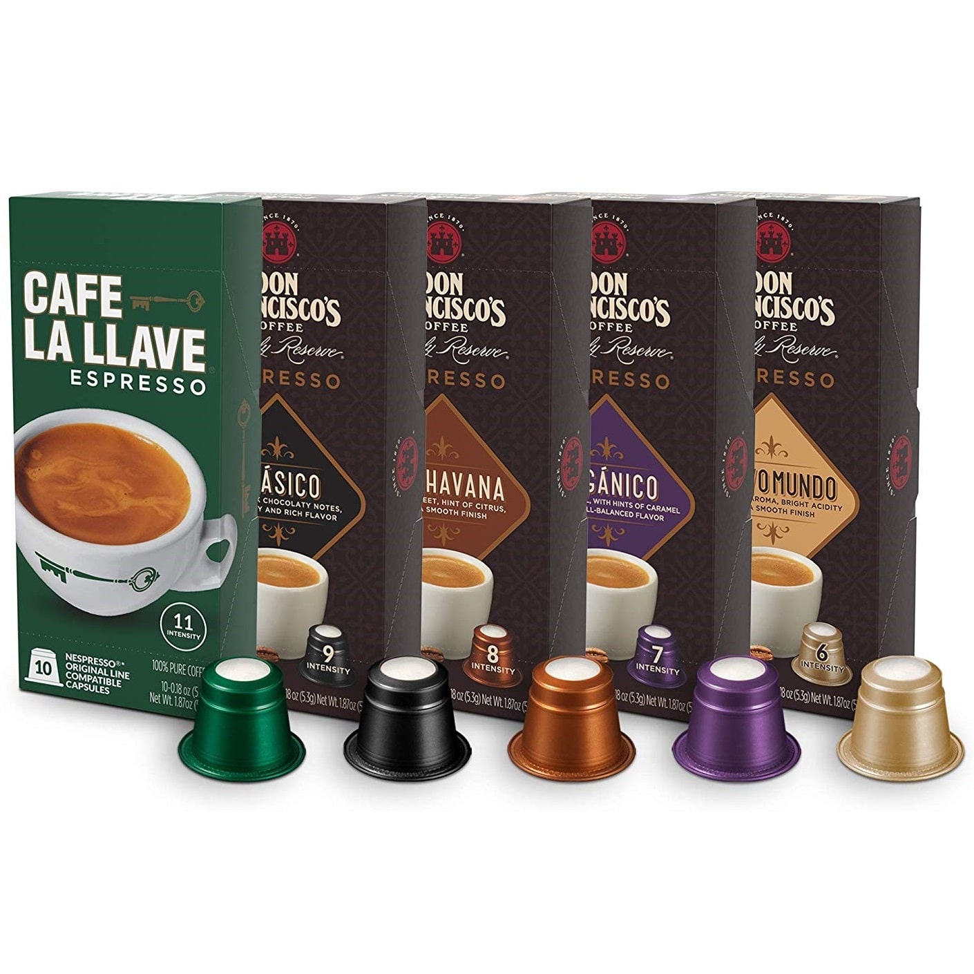 Don Francisco's and Café La llave Espresso Capsules Variety Pack