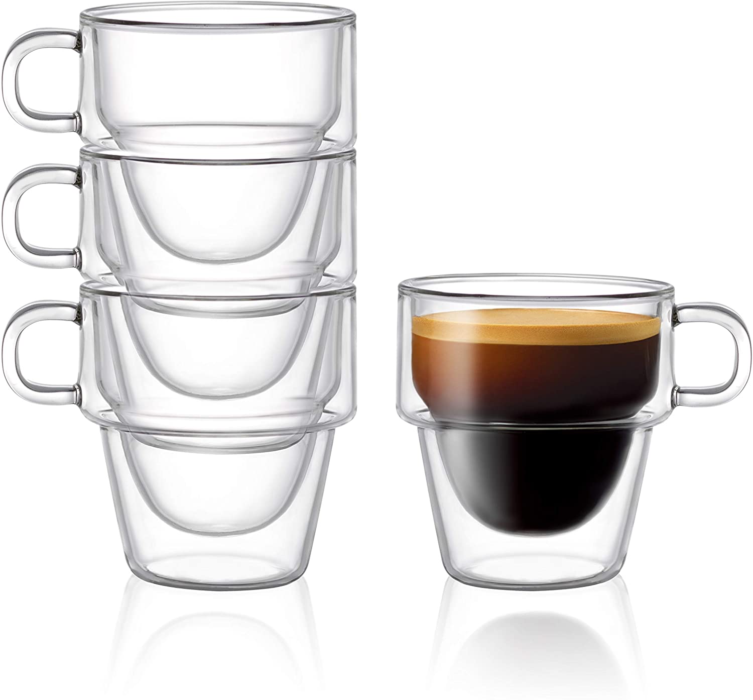JoyJolt Stoiva Double Wall Insulated Espresso Glass Cups